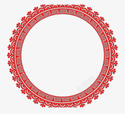 红色花边圆环装饰素材