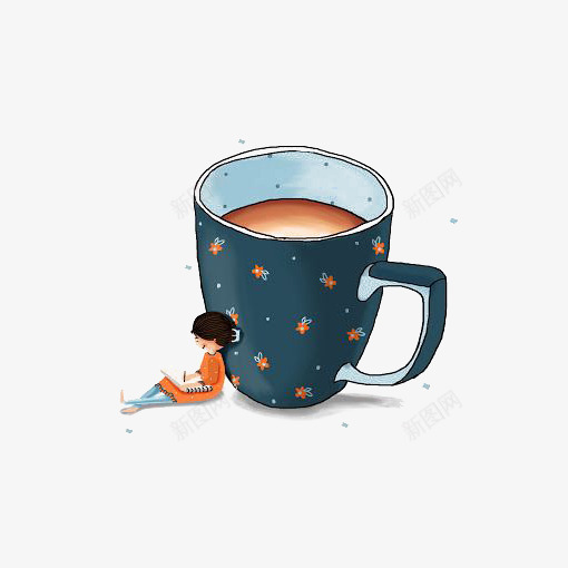 创意茶杯png免抠素材_新图网 https://ixintu.com 卡通 咖啡杯 小孩 手绘 插画 茶杯