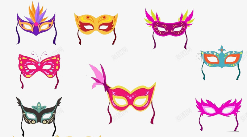 各种形状的面具png免抠素材_新图网 https://ixintu.com 彩色面具 紫色面具 装饰 面具 面部装饰