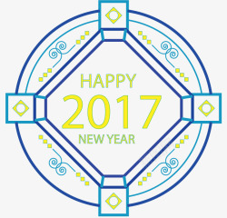 蓝色圆框2017矢量图素材