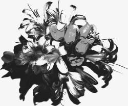 黑色抽像花朵素材