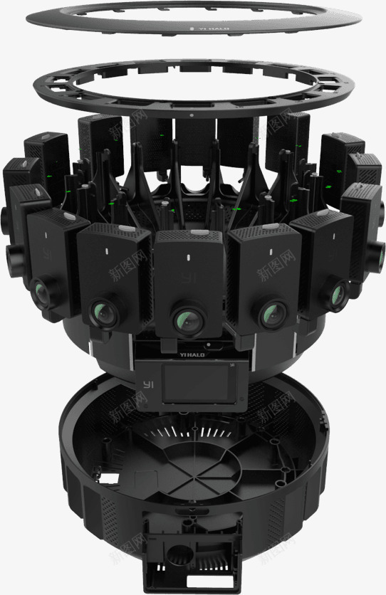 实物黑色高端vr摄像机分解png免抠素材_新图网 https://ixintu.com VR设备 vr摄像机 分解 多摄像头摄像机 多方位摄像机 多角度摄像机 摄影设备 虚拟现实 黑色
