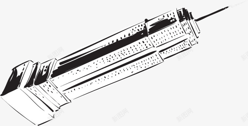 手绘黑色潮流建筑png免抠素材_新图网 https://ixintu.com 建筑 潮流 黑色