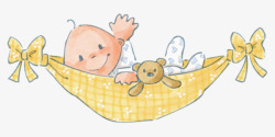 卡通吊床卡通可爱婴儿吊床蝴蝶结高清图片