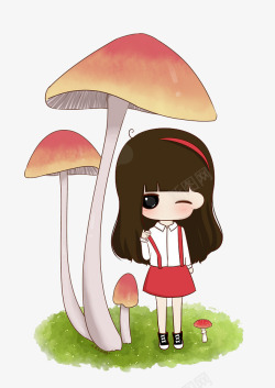 伞蘑菇卡通保护伞高清图片