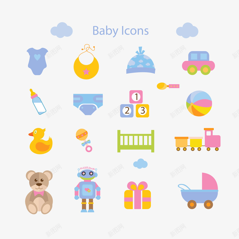 AI婴儿用品png免抠素材_新图网 https://ixintu.com 儿童用具 母婴用品 道具