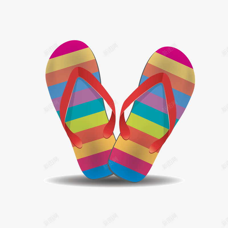 彩色条纹海边沙滩鞋png免抠素材_新图网 https://ixintu.com 卡通手绘 彩色 拖鞋 条纹 沙滩鞋