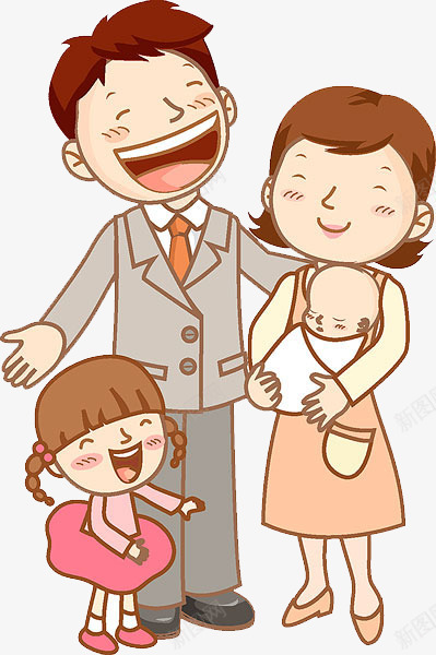 幸福的一家人png免抠素材_新图网 https://ixintu.com 一家人 妈妈 婴儿 小女孩 幸福 开心 爸爸