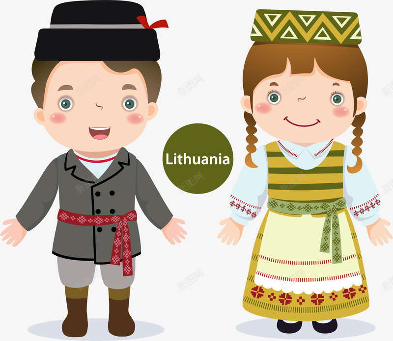 立陶宛儿童png免抠素材_新图网 https://ixintu.com 儿童 可爱 异域服饰 立陶宛小孩子 装饰