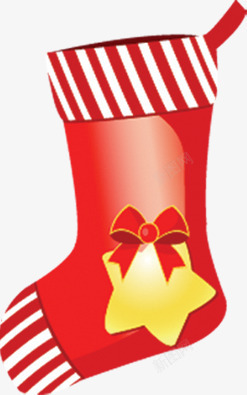 红色条纹蝴蝶结圣诞袜素材