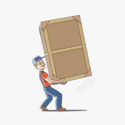 搬家公司的搬货工手绘运输搬箱子高清图片