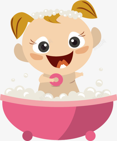 洗澡的宝宝矢量图eps免抠素材_新图网 https://ixintu.com 婴儿 宝宝 沐浴 洗澡 浴缸 跑 矢量图