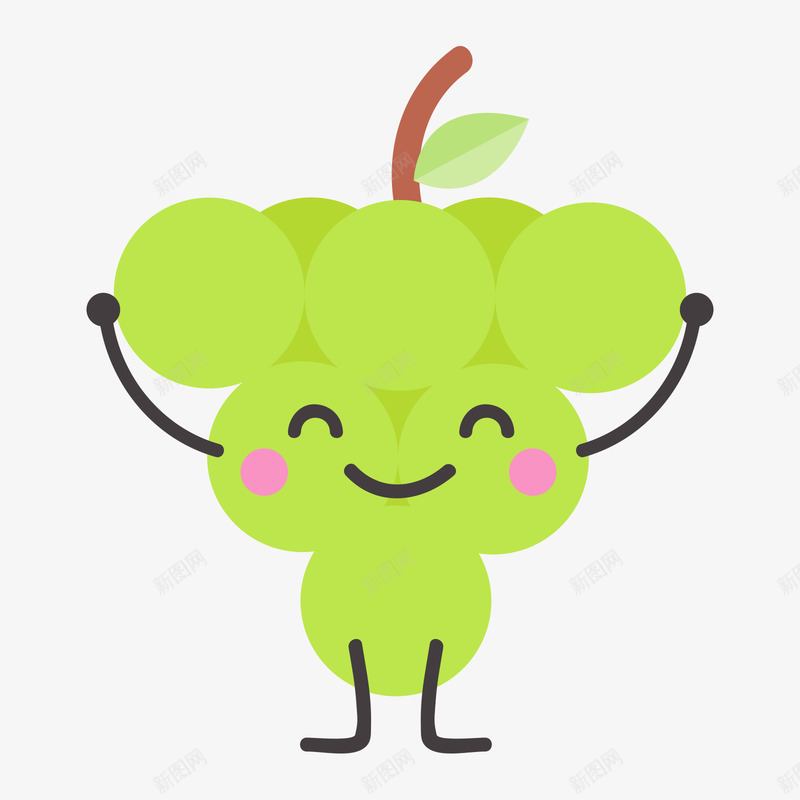 绿色微笑的葡萄水果表情矢量图ai免抠素材_新图网 https://ixintu.com 微笑 水果 水果表情 绿色 绿色葡萄 黑色 矢量图
