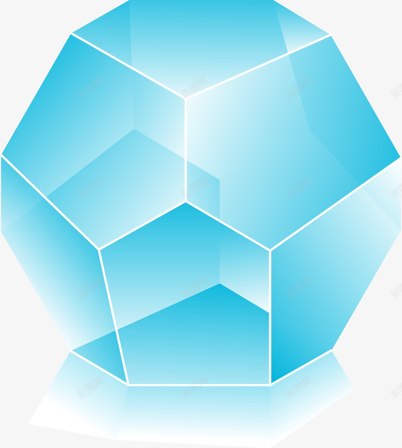 蓝色几何图png免抠素材_新图网 https://ixintu.com 几何图 几何立方 立方 立方体 立方图形 菱形 蓝色