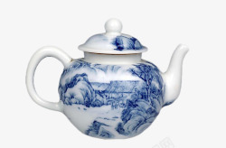印花瓷茶壶青花瓷茶壶高清图片