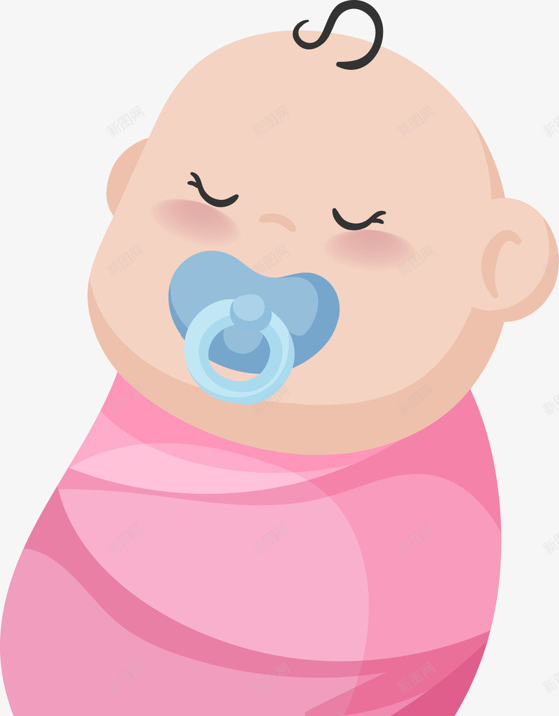 儿童节安睡的婴儿png免抠素材_新图网 https://ixintu.com 儿童节 可爱婴儿 咬着奶嘴 安睡的婴儿 睡觉 粉色裹布