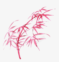 手绘红色竹子素材