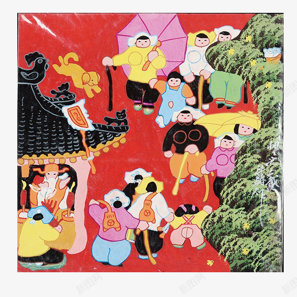 手绘民间生活png免抠素材_新图网 https://ixintu.com 农民画 手绘民间生活 手绘艺术画 艺术画