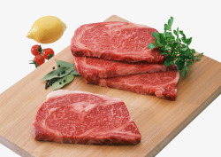 食材牛排肉砧板上的生牛肉高清图片