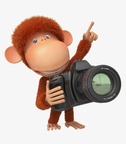手绘的猴子拿着相机的猴子高清图片