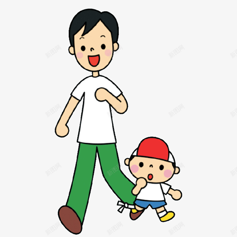 跑步的父子png免抠素材_新图网 https://ixintu.com 亲子游戏 小孩 父子 男人 跑步的 高兴地