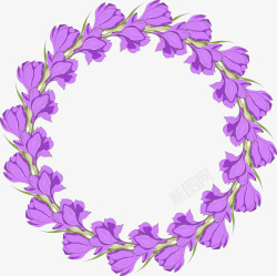 创意圆环紫色花素材