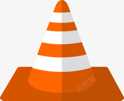橙色的锥形交通路标素材