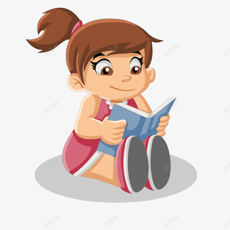 卡通看书阅读学习的女孩png免抠素材_新图网 https://ixintu.com 世界读书日 儿童生活节 国际儿童图书日 学习 阅读