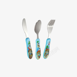 刀叉勺套装优优马骝儿童西餐具浅蓝高清图片