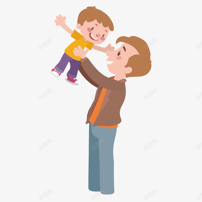 抱小孩的父亲矢量图ai免抠素材_新图网 https://ixintu.com PNG素材 卡通 孩子 父亲 矢量图