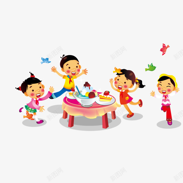 吃饭png免抠素材_新图网 https://ixintu.com 卡通 吃饭 小孩 小朋友一起吃饭