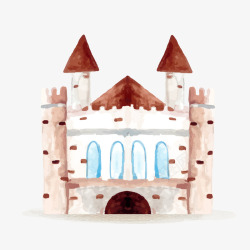 水彩绘童话城堡素材