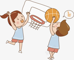 小女孩跳跃打篮球的孩子高清图片