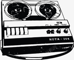 老旧款式漫画收音机矢量图素材