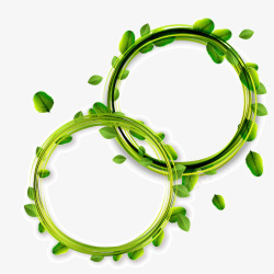 绿色圆环树叶装饰图案素材