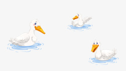矢量游水鸭子质感白色游水鸭子矢量图高清图片