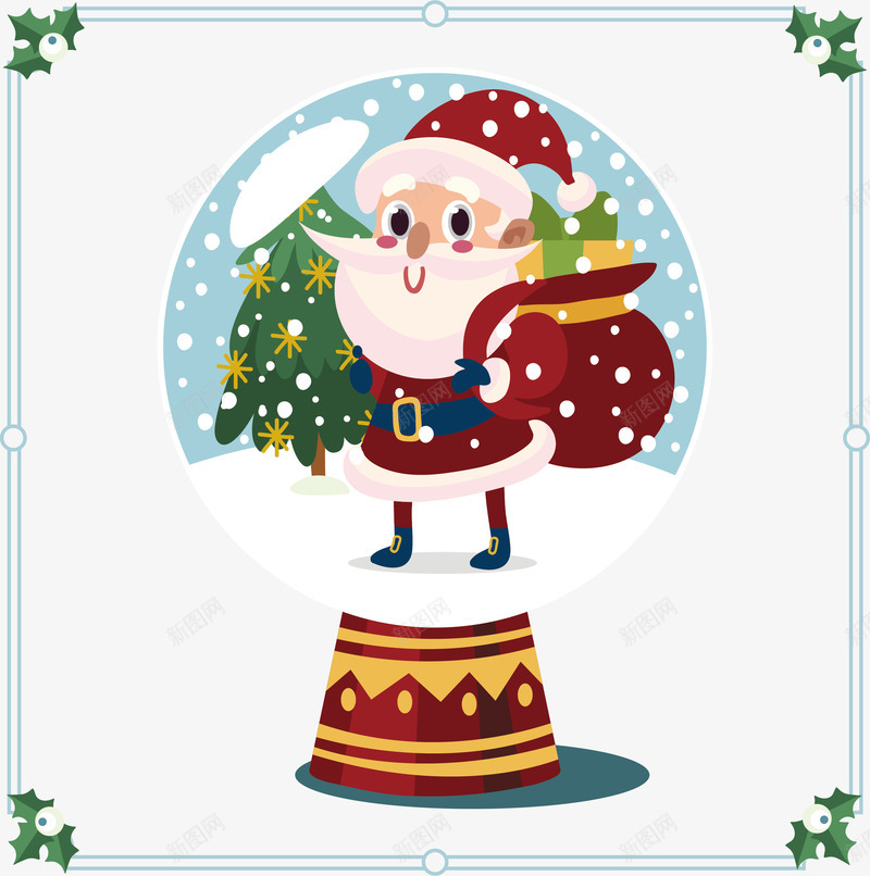 送礼物圣诞老人水晶球png免抠素材_新图网 https://ixintu.com 圣诞礼物 圣诞老人 圣诞节 水晶球 矢量png 送礼物