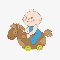 小孩骑马婴儿可爱萌高清图片