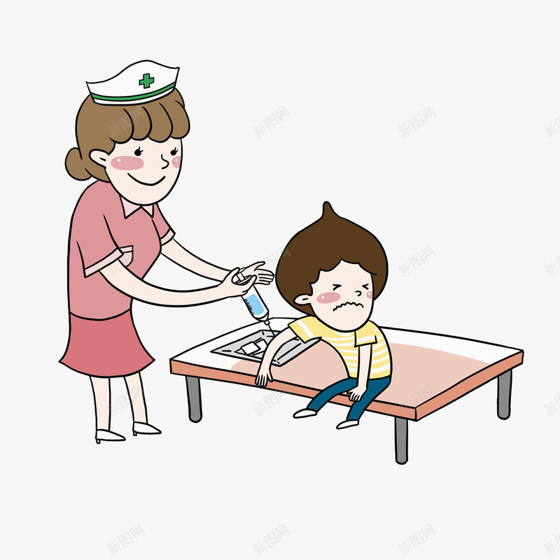 卡通打针的小孩图png免抠素材_新图网 https://ixintu.com 卡通 小孩 手绘 打针的 护士 疼痛的 看病