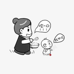 妈妈和孩子吃饭妈妈跑着喂孩子吃饭图标高清图片