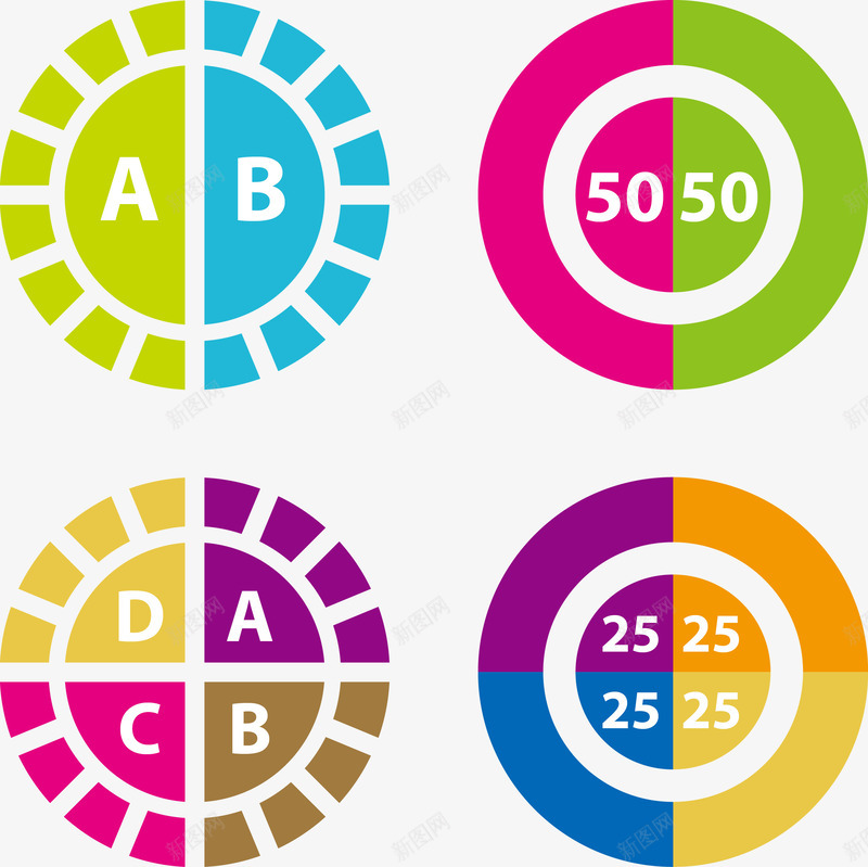 圆环比例图矢量图ai免抠素材_新图网 https://ixintu.com 分区 分类 对比 彩色 渐变 矢量图