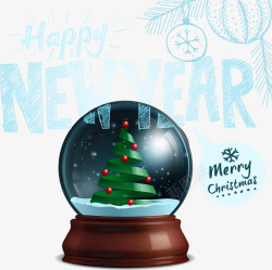 精美圣诞粉笔插画水晶球矢量图素材