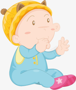 坐着的婴儿卡通戴着帽子的孩子高清图片