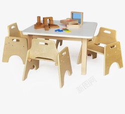 实物木质儿童桌椅素材