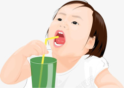 小孩喝水素材
