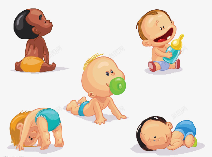 学爬步婴儿png免抠素材_新图网 https://ixintu.com BB 卡通婴儿 婴儿尿裤 手绘婴儿