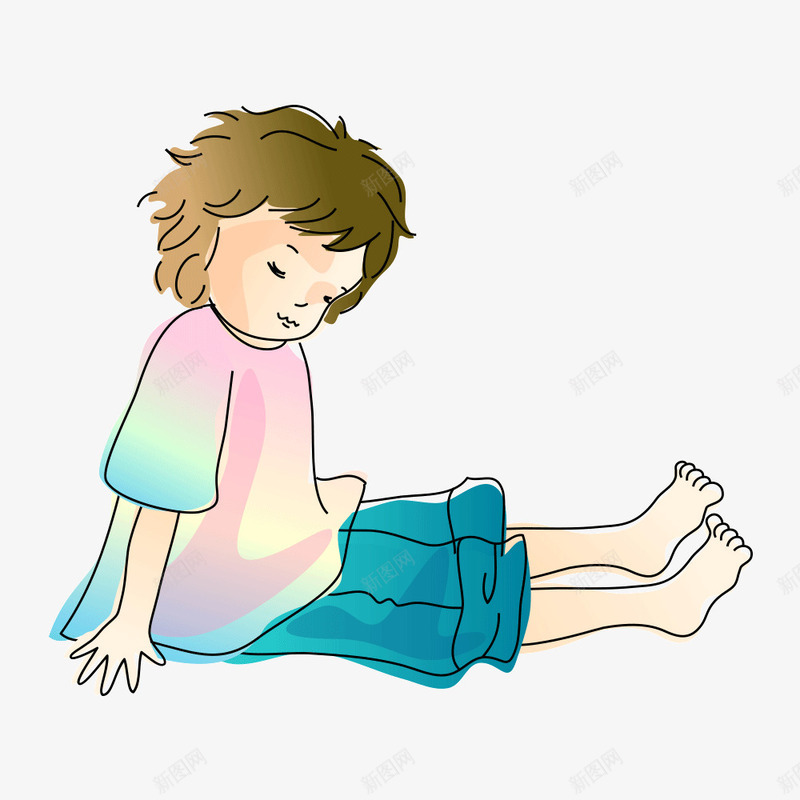 坐着的小孩png免抠素材_新图网 https://ixintu.com 坐着 坐着的小朋友 小孩 手绘 素材