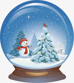 圣诞蓝色雪人水晶球素材