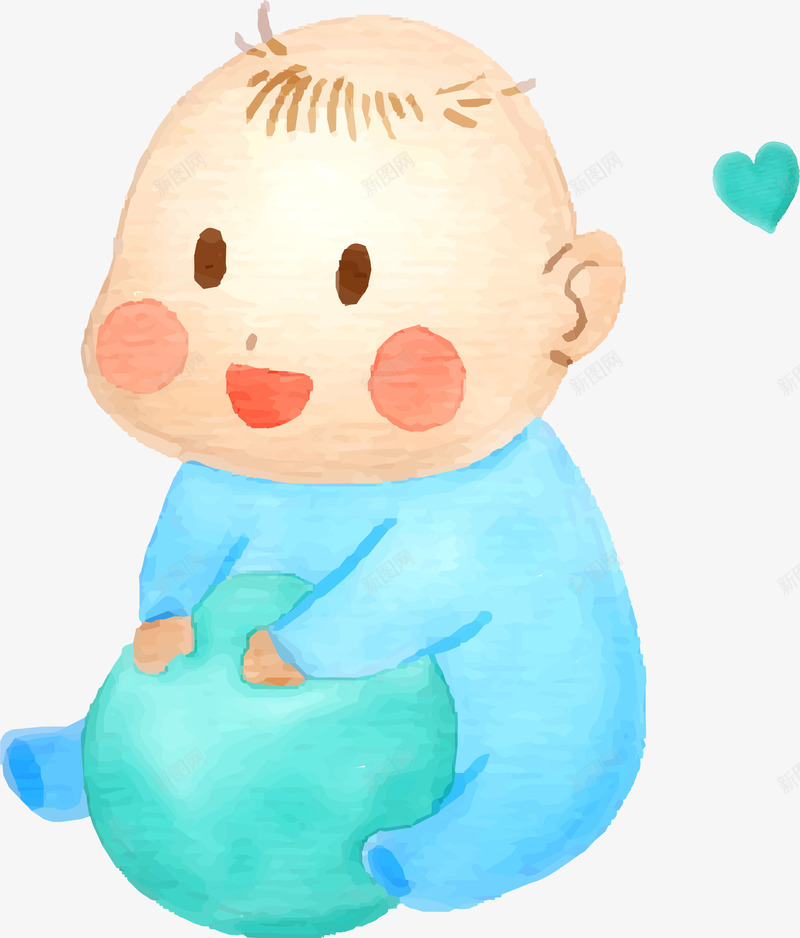 可爱婴儿装饰png免抠素材_新图网 https://ixintu.com 卡通有趣 婴儿 彩色底纹 扁平化 水彩底纹 矢量图案