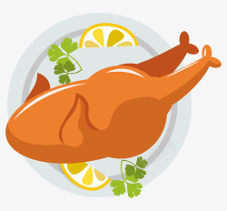 美味烤鸭金黄饮食卡通烤鸭插画矢量图高清图片